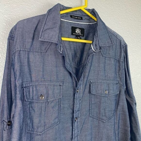 Rock & Republic Ladies Denim Dress Shirt, Long Sleeve Blue Size Large - Picture 9 of 12